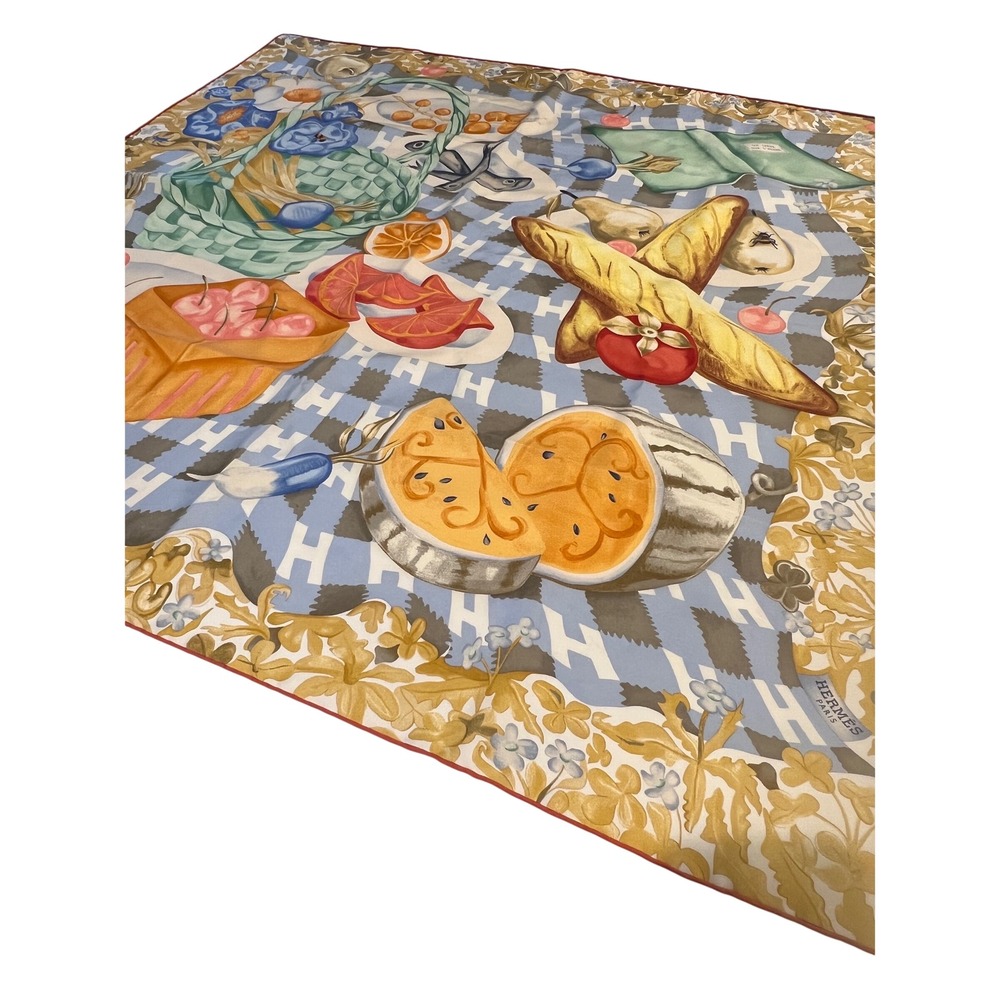 Hermes Un Carre Sur L'Herbe Hand Rolled Silk Twill Scarf Nikki Maloof